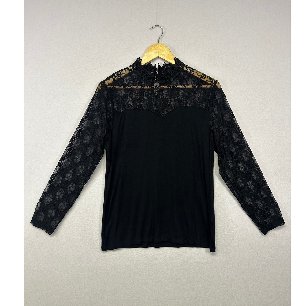 Goth Victorian‎ INC International Concepts Womens PL Black Lace Mock Neck Top